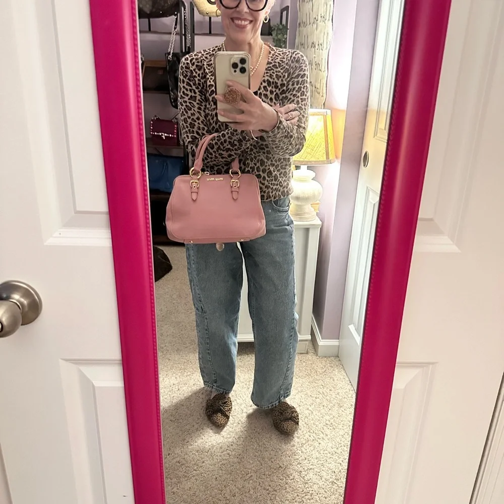 Miu Miu Rose Leather Satchel with Gold Accents - Picture 14 of 15